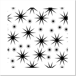 Starry Asterisk Pattern (Black) Posters and Art